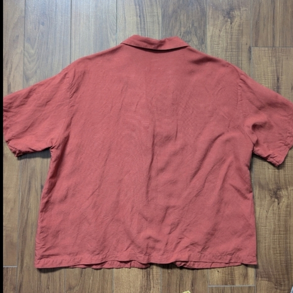 Uniqlo Women's Linen Blend Button Down Collared Shirt Rust Orange M - Picture 3 of 5